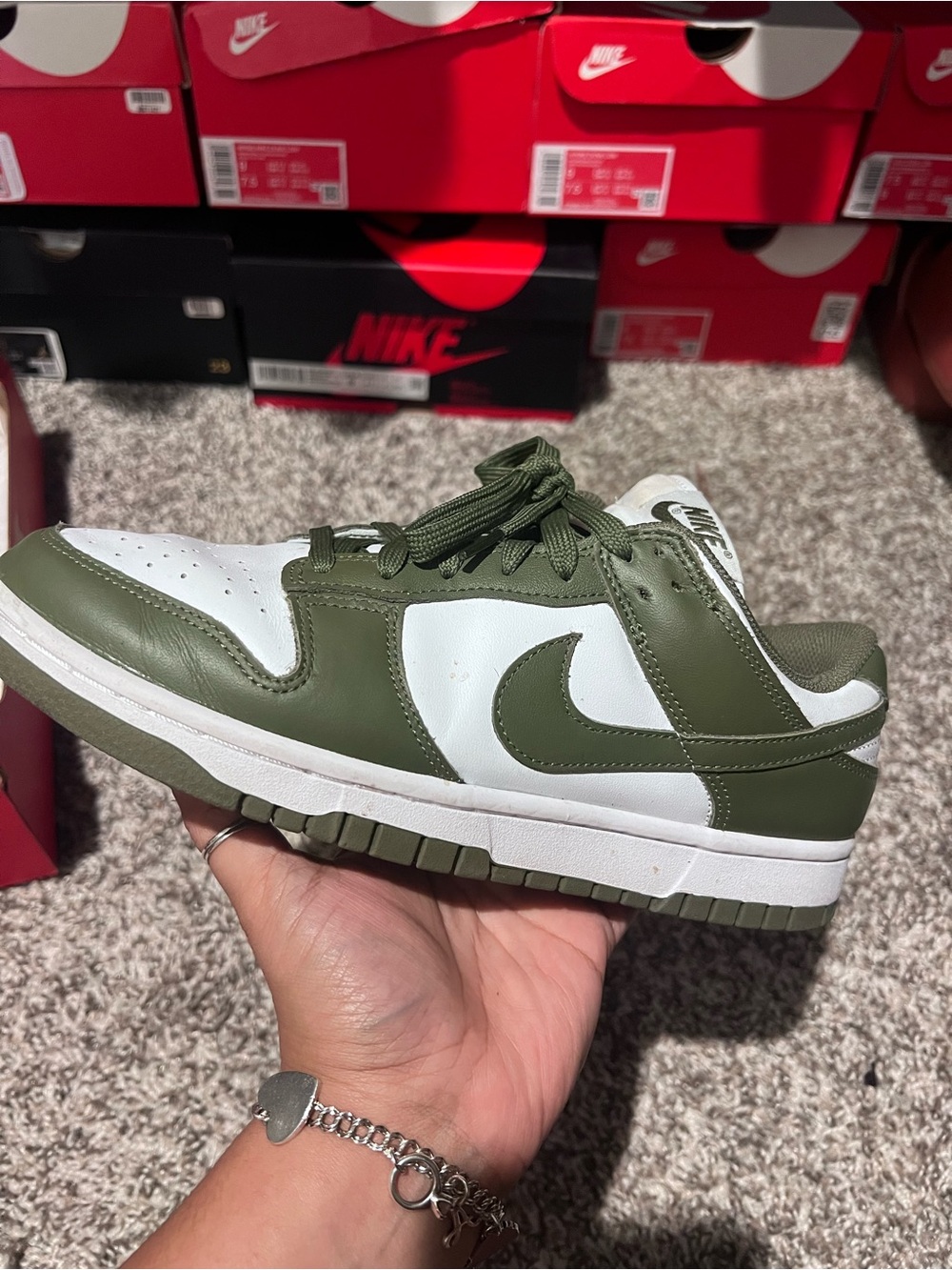 Nike Dunk Low Olive Green and White W 9/M 7.5